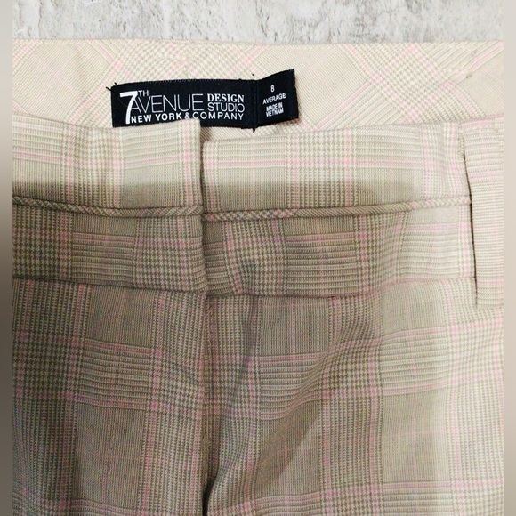 New York & Company Pants - New York & Company Beige and Pink Checkered Trousers